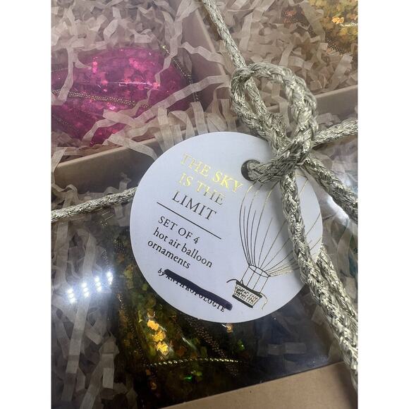 Anthropologie Glittering Hot Air Balloon Ornaments, Set of 4 New In BoX - Picture 4 of 5